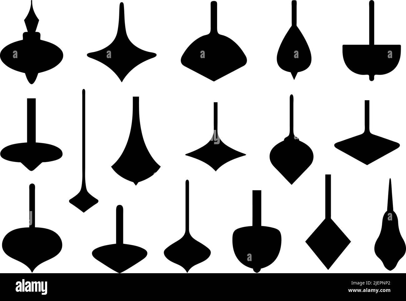 Collection of different spinning tops isolated on white Stock Vector