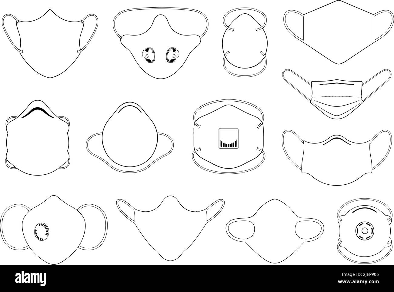 Illustration of different face masks isolated on white Stock Vector