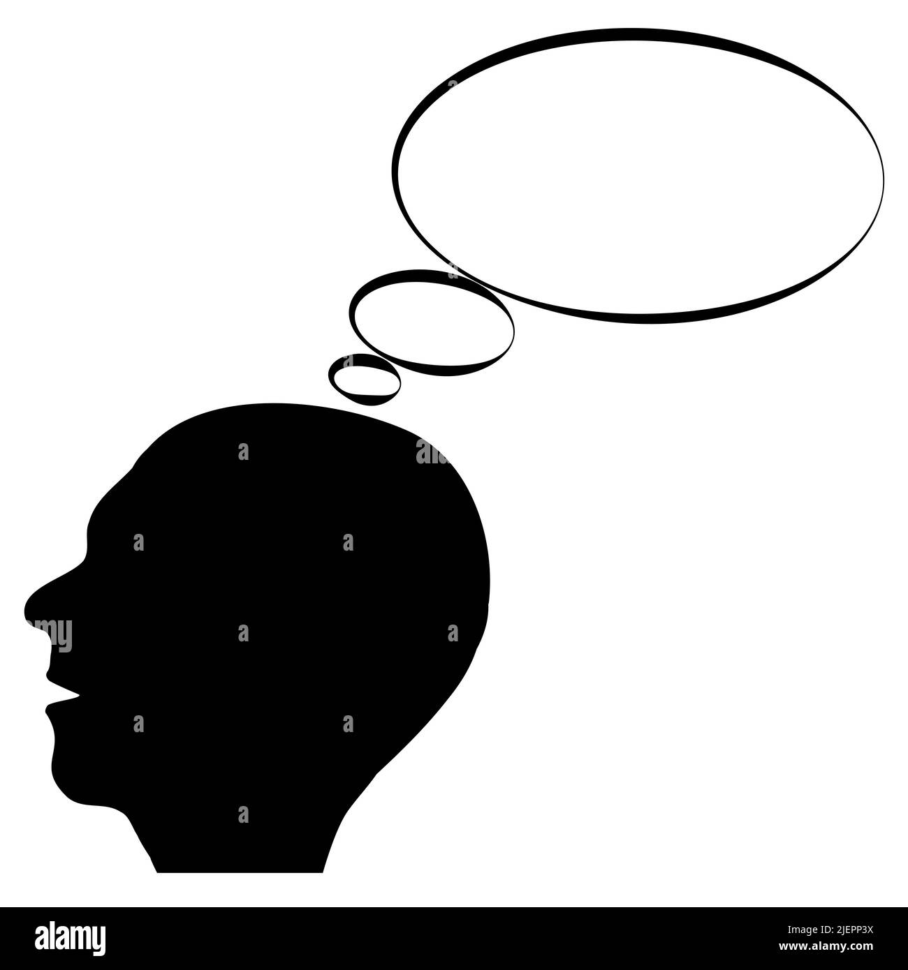 Contour of human head with silhouette empty speech bubble from brain ...