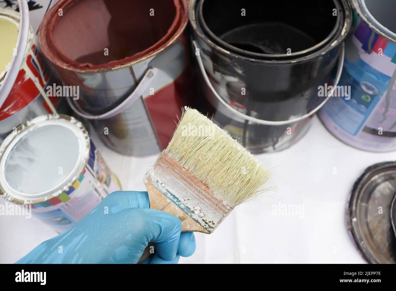 Old Chemical waste from paint work in the industry Stock Photo Alamy