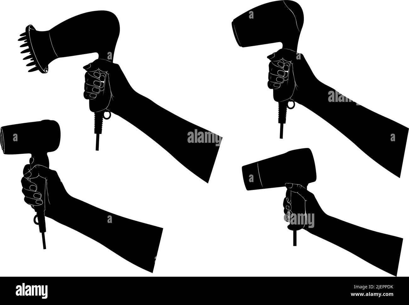 Illustration Of Different Hair Dryers Isolated On White Stock Vector