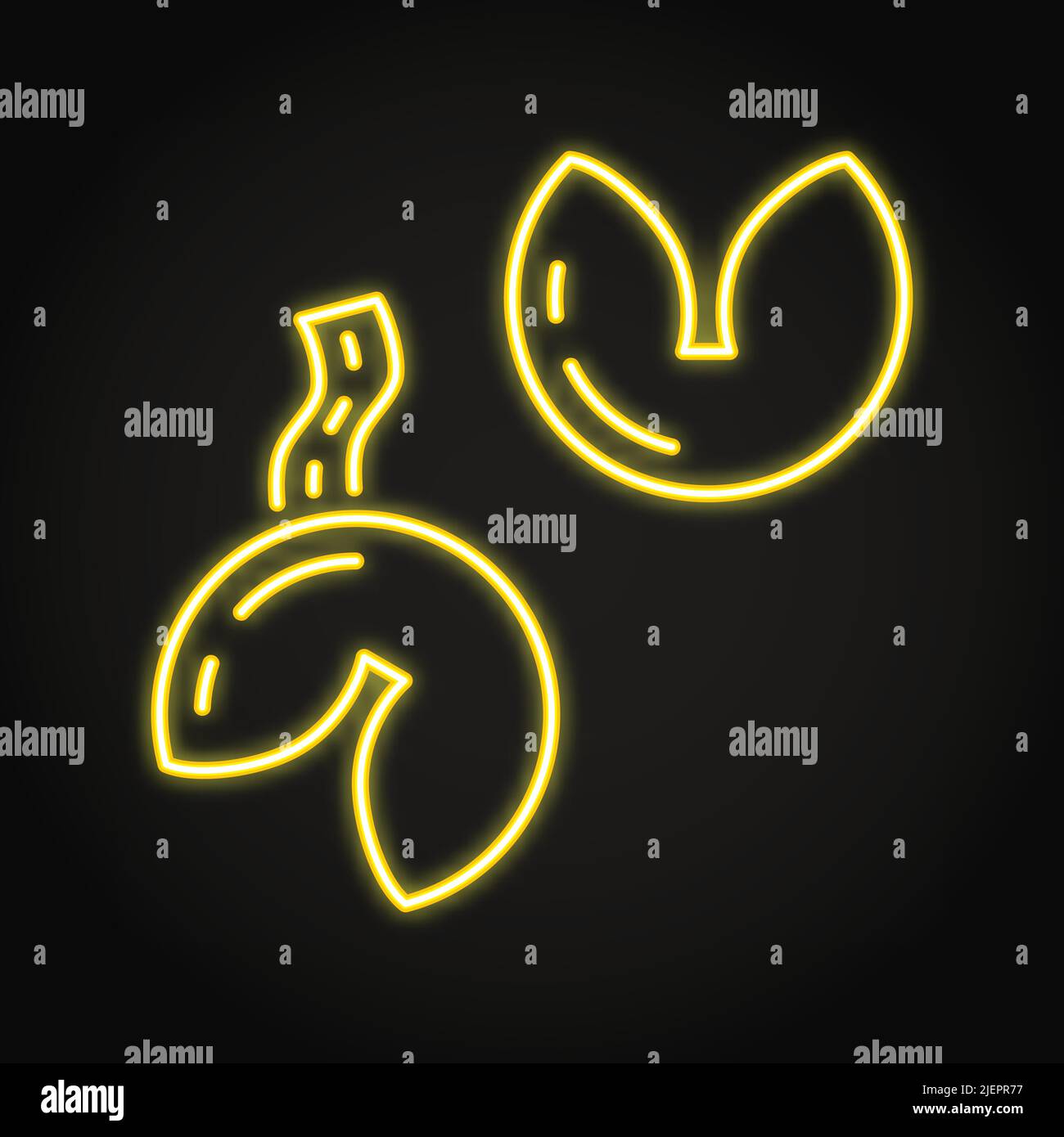 Fortune cookies neon icon in line style. Chinese traditional dessert