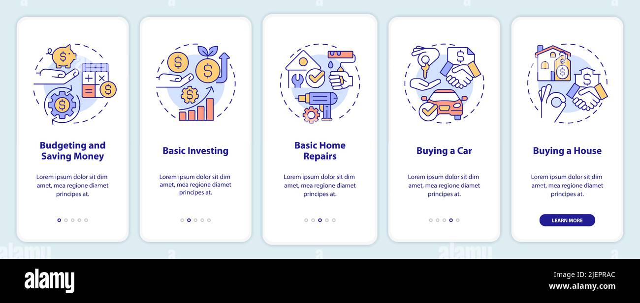 Important knowledges onboarding mobile app screen Stock Vector
