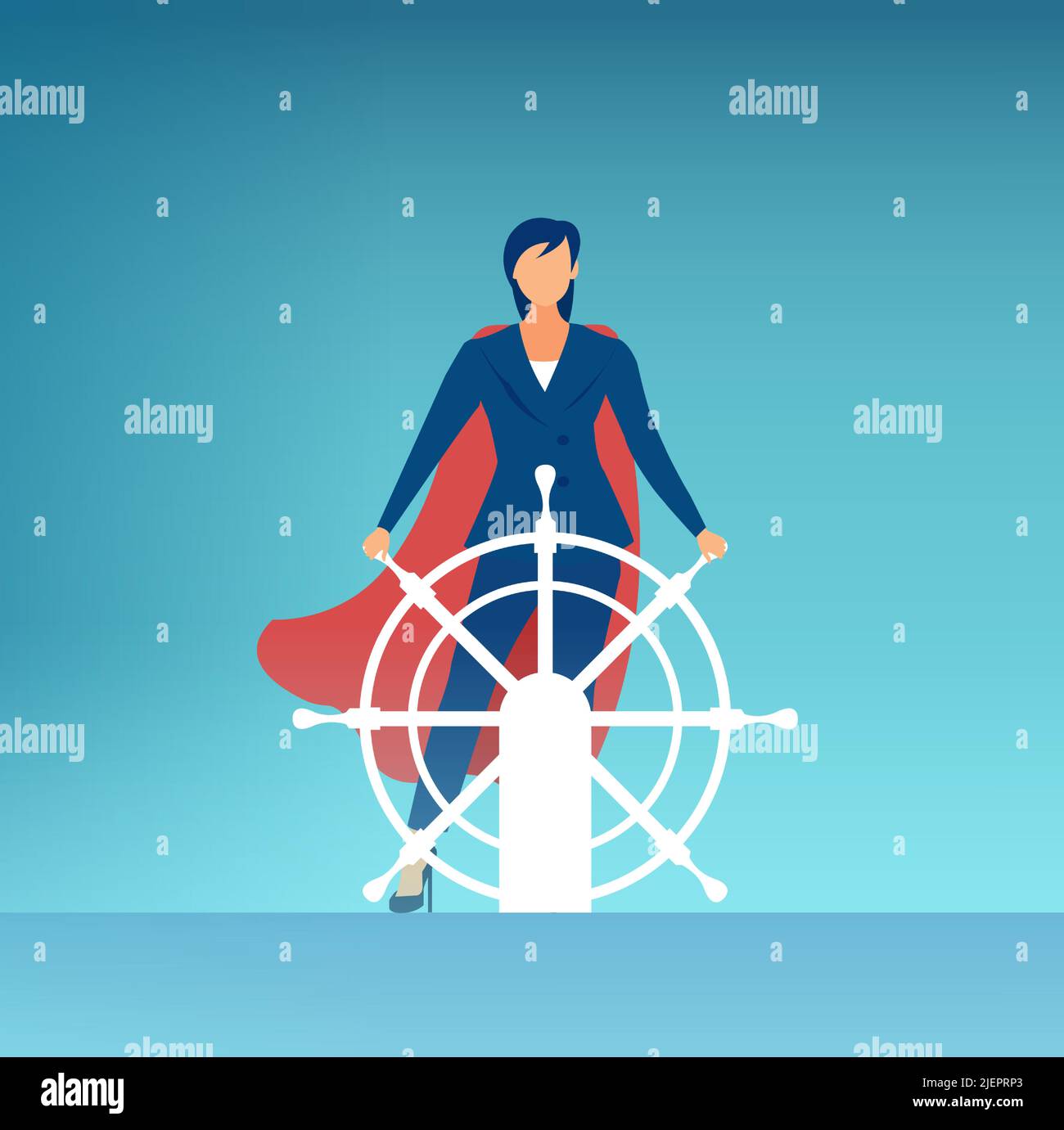 Vector of a super hero businesswoman as a captain leader of the company Stock Vector