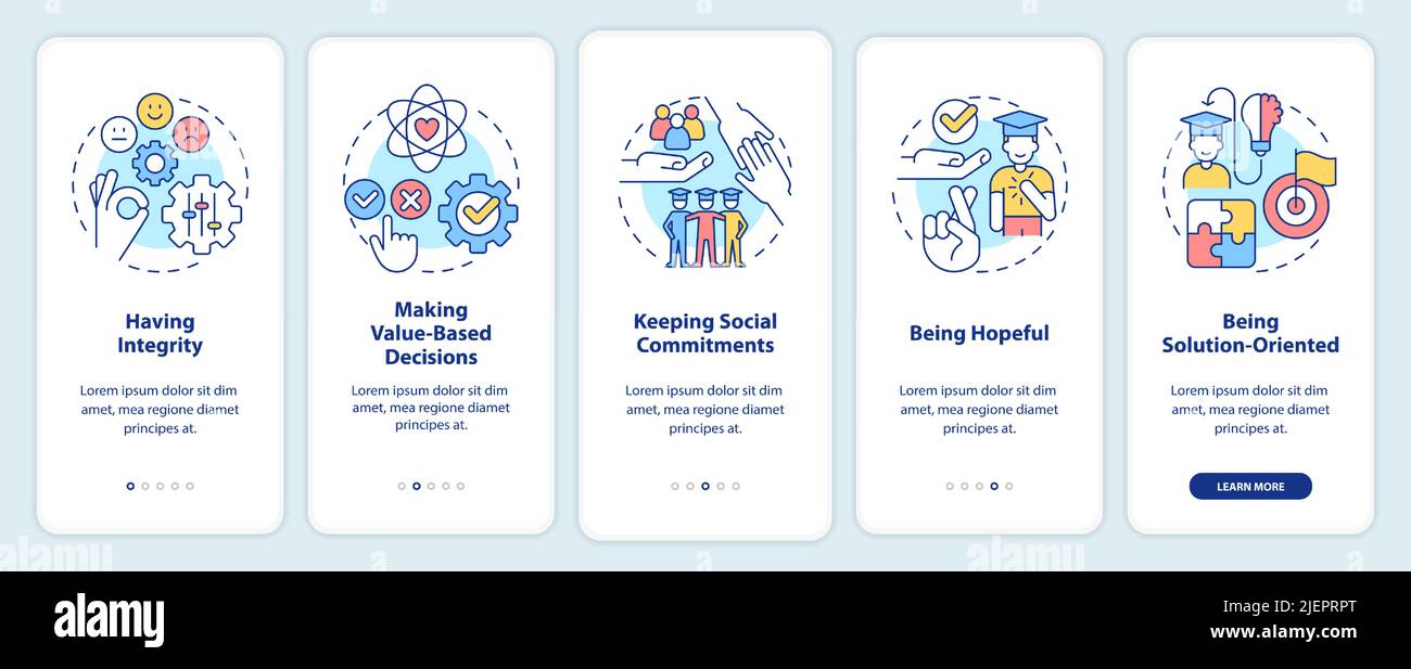 Skills for students onboarding mobile app screen Stock Vector