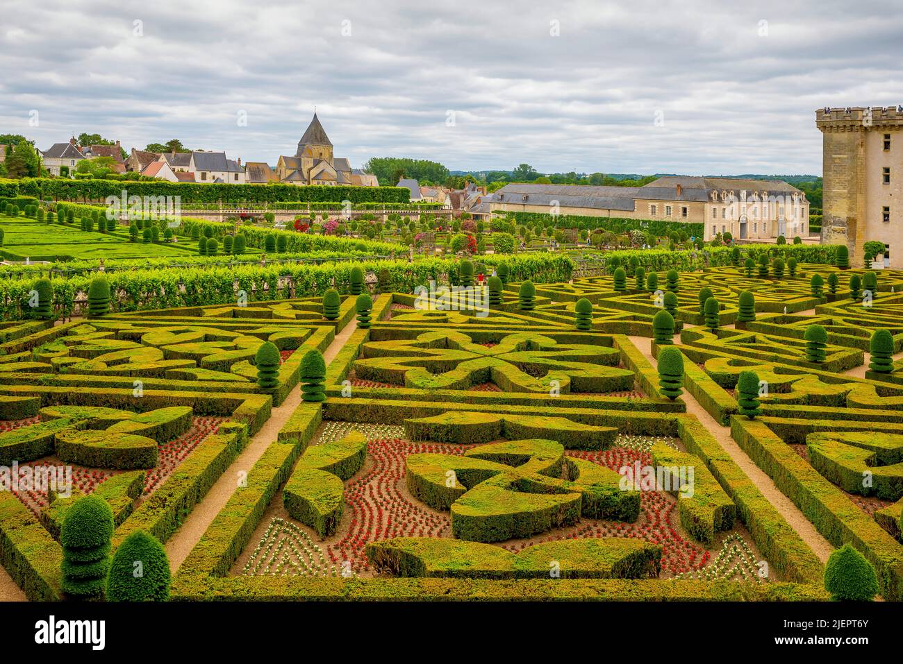 The Château de Villandry is a wonderful country residence located in Villandry, in the Indre-et-Loire department of France. The famous Renaissance gar Stock Photo