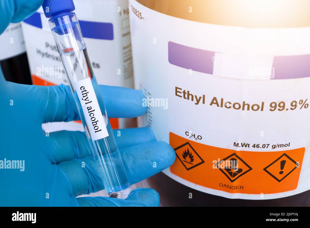 ethyl alcohol in test tube, a chemical used in laboratories or industry