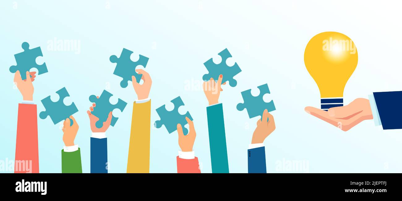 Vector of a group of people contributing to a business idea Stock Vector