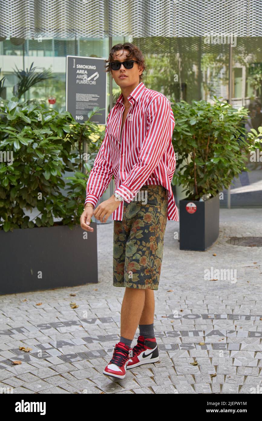 MILAN, ITALY - JUNE 19, 2022: Ryan Prevedel before Etro fashion show, Milan Fashion Week street style Stock Photo