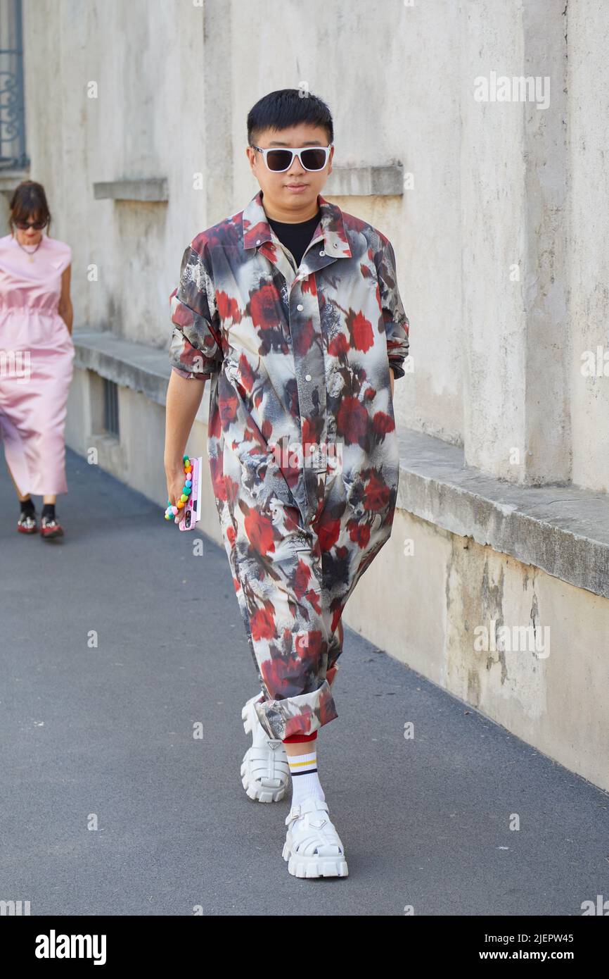 Declan Chan MILAN, ITALY - JUNE 19, 2022: Declan Chan before Prada fashion show ...
