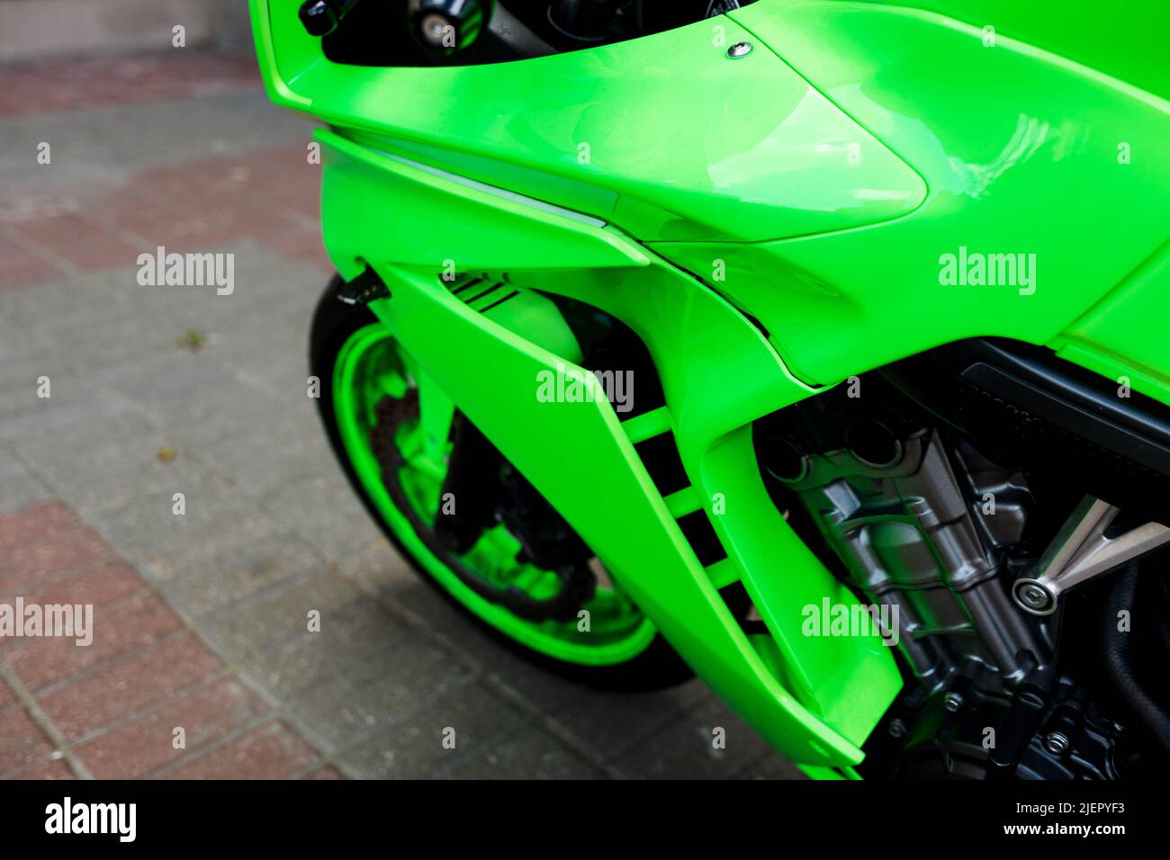 yellow sports motorcycle. new custom bike Stock Photo Alamy