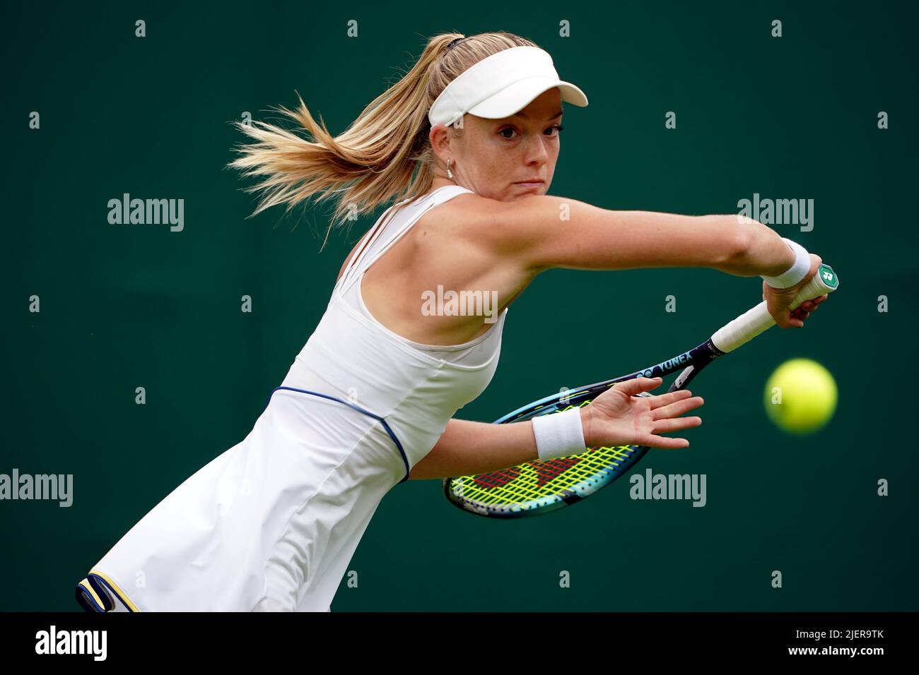 Katie Swan during her match against Marta Kostyuk on day two of the
