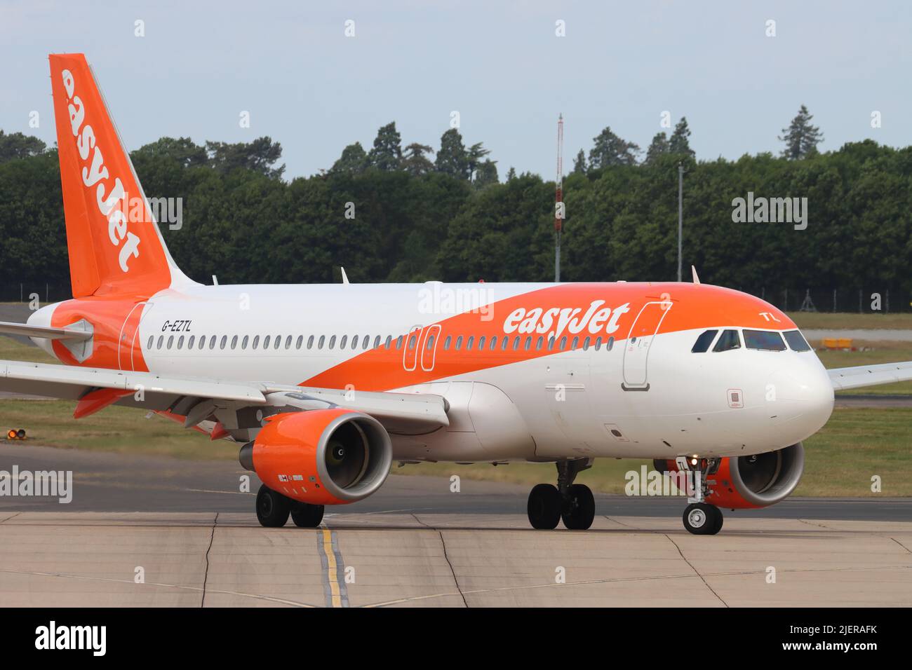 Easyjet, Airbus G-EZTL, arriving at Stansted Airport, Essex, UK Stock Photo