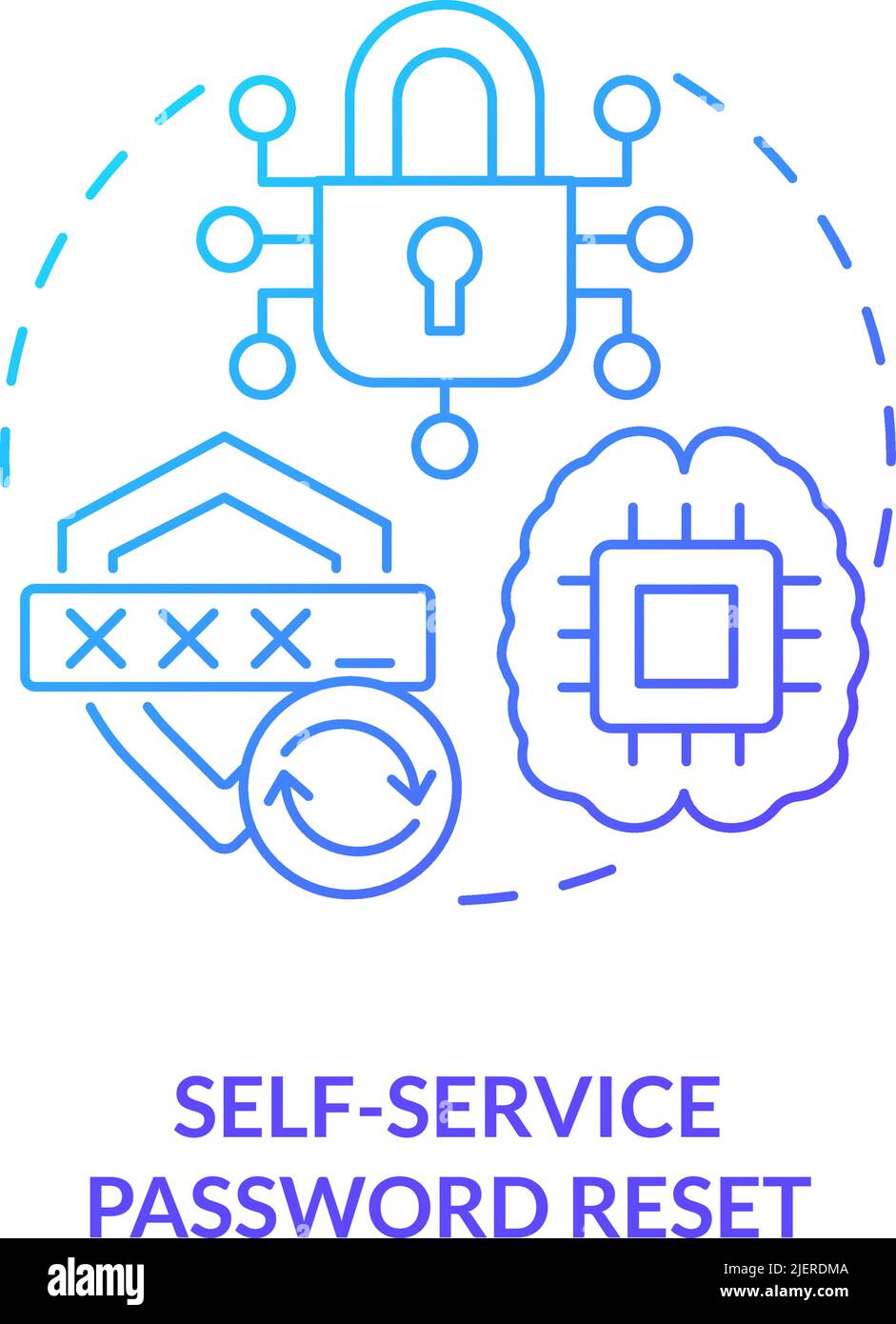 Self-service password reset blue gradient concept icon Stock Vector ...