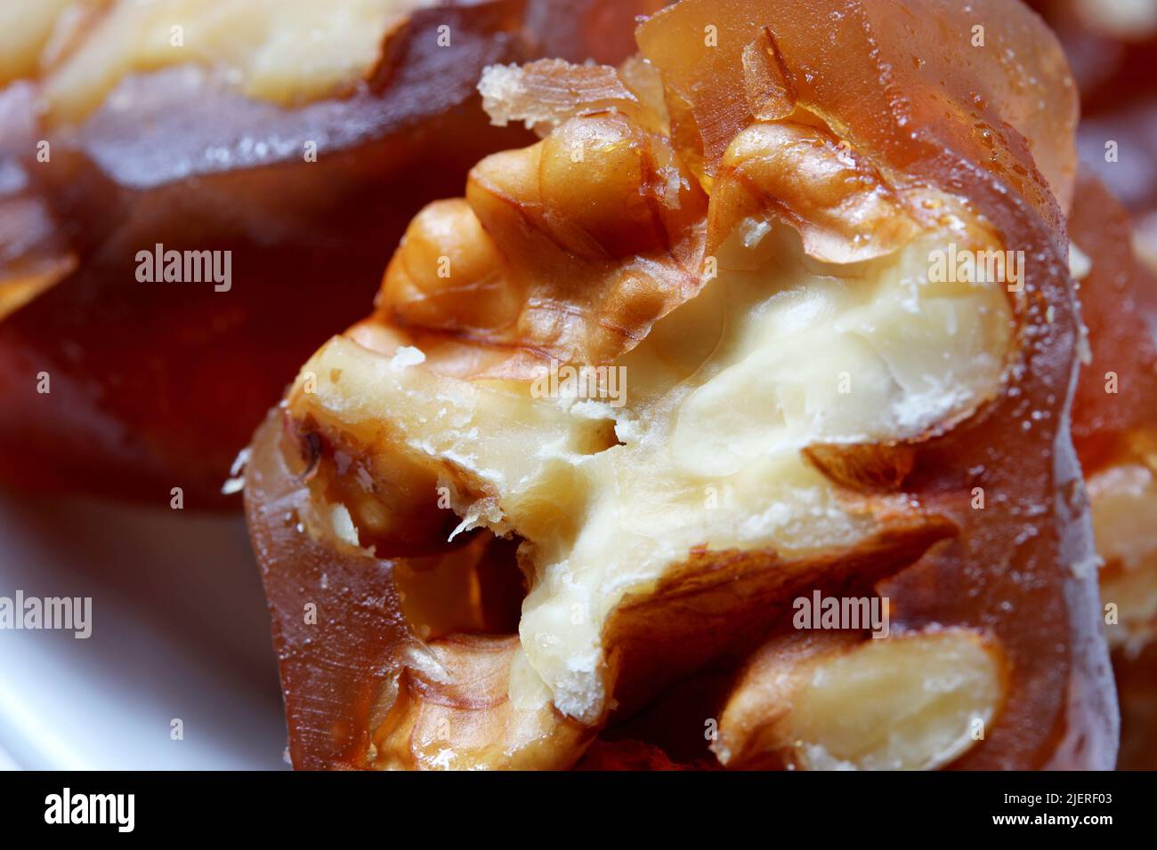 Dried fruit pulp with walnuts Stock Photo