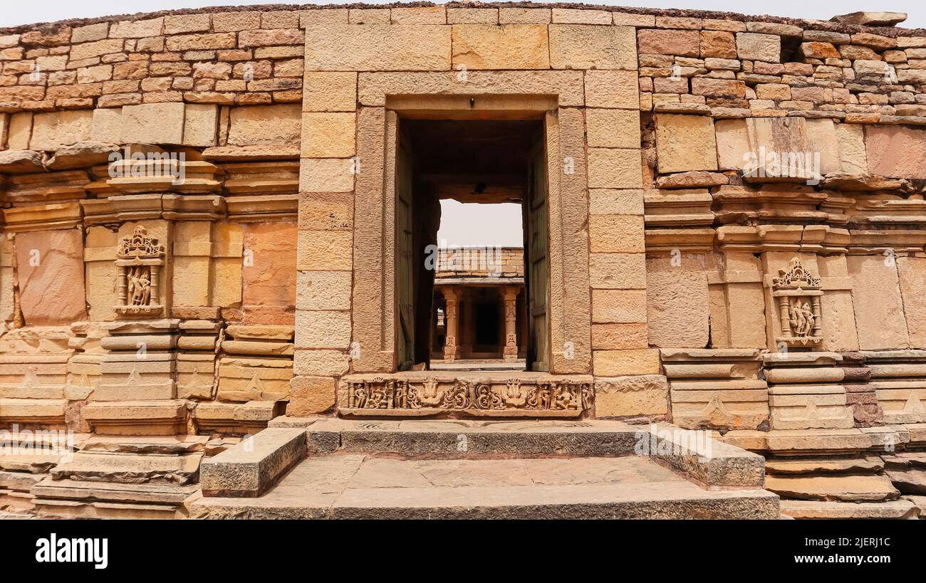 Main Entrance of 64 or Chausath Yogini Temple, Mitaoli, Morena, Madhya Pradesh, India. Stock Photo