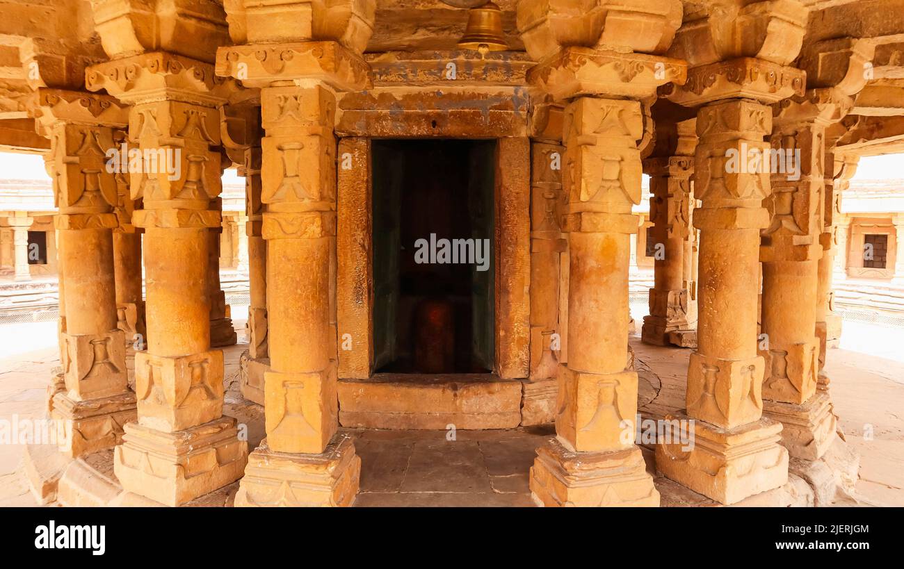 Main Structure of Ekattarso Mahadev Temple, 64 Yogini Temple, Mitaoli, Morena, Madhya Pradesh, India. Stock Photo