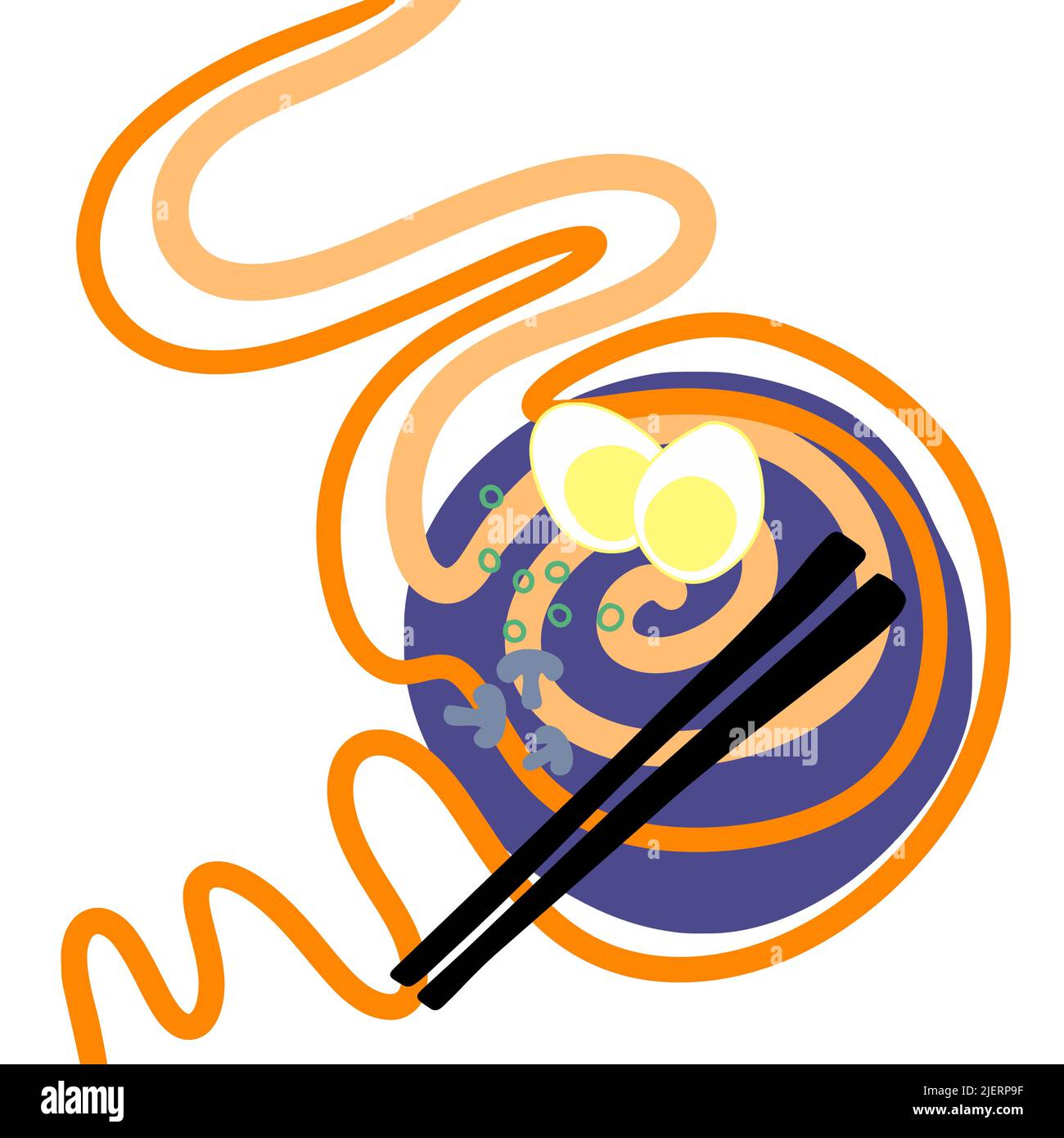 Chinese noodles long pasta lunch menu with egg and mushrooms