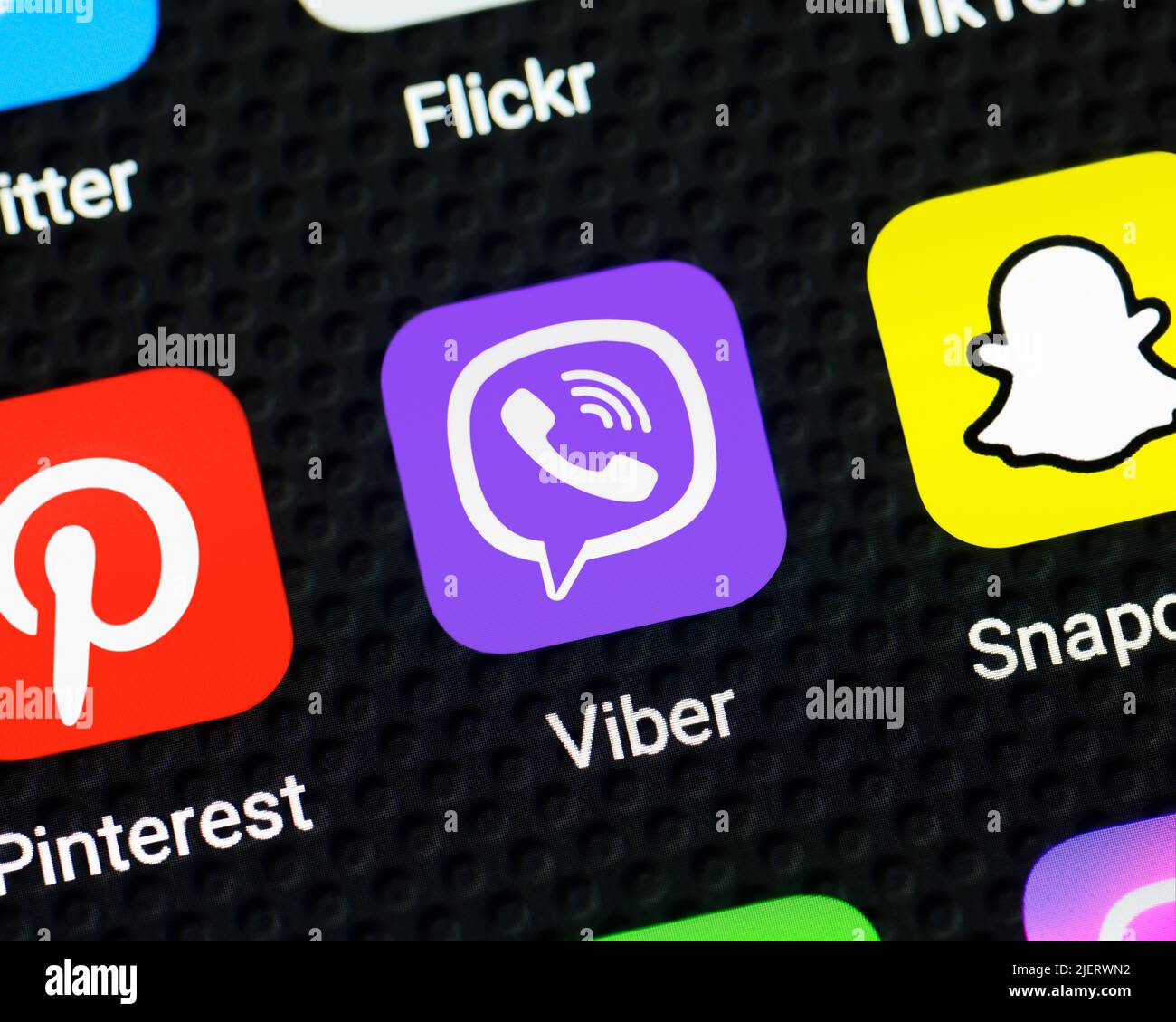 Viber App on a Smartphone, Close Up Stock Photo