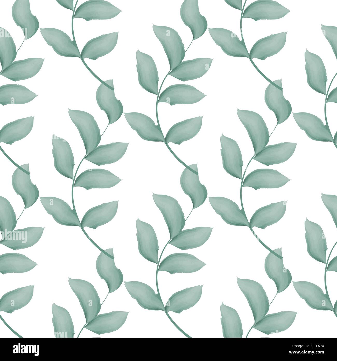 Foliage and greenery watercolor seamless pattern vector. Natural botanical background with leafy twigs. Vintage repeat print for textile, packaging Stock Vector