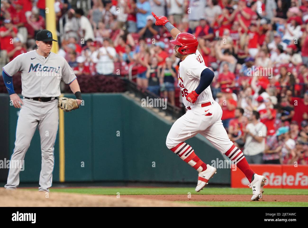 Garrett Cooper of the Miami Marlins in action against the