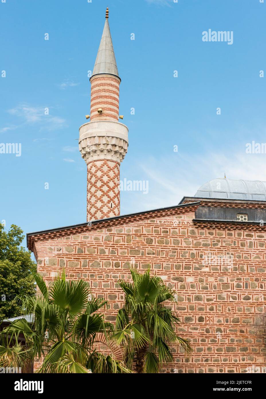 The minaret of Dzhumaya Mosque in Plovdiv, Bulgaria, Eastern Europe, Balkans, EU Stock Photo