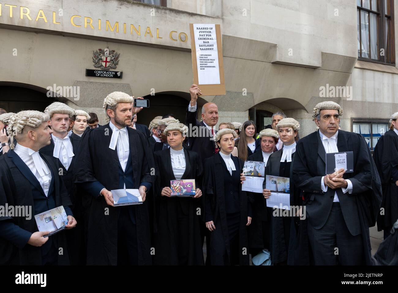 Solicitors and Barristers strike over pay, outside the Old Bailey, London. Stock Photo