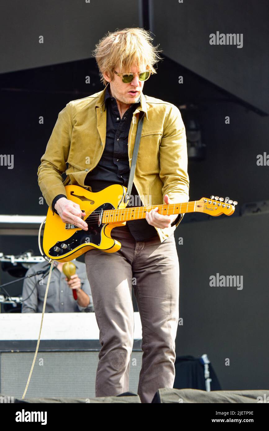 Napa, California, USA. 27th May, 2022. Britt Daniel of the band Spoon on stage day 1 of BottleRock 2022 Music Festival. Credit: Ken Howard/Alamy Stock Photo
