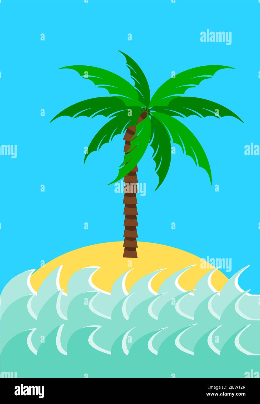 Desert island with palm tree vector illustration Stock Vector Image ...