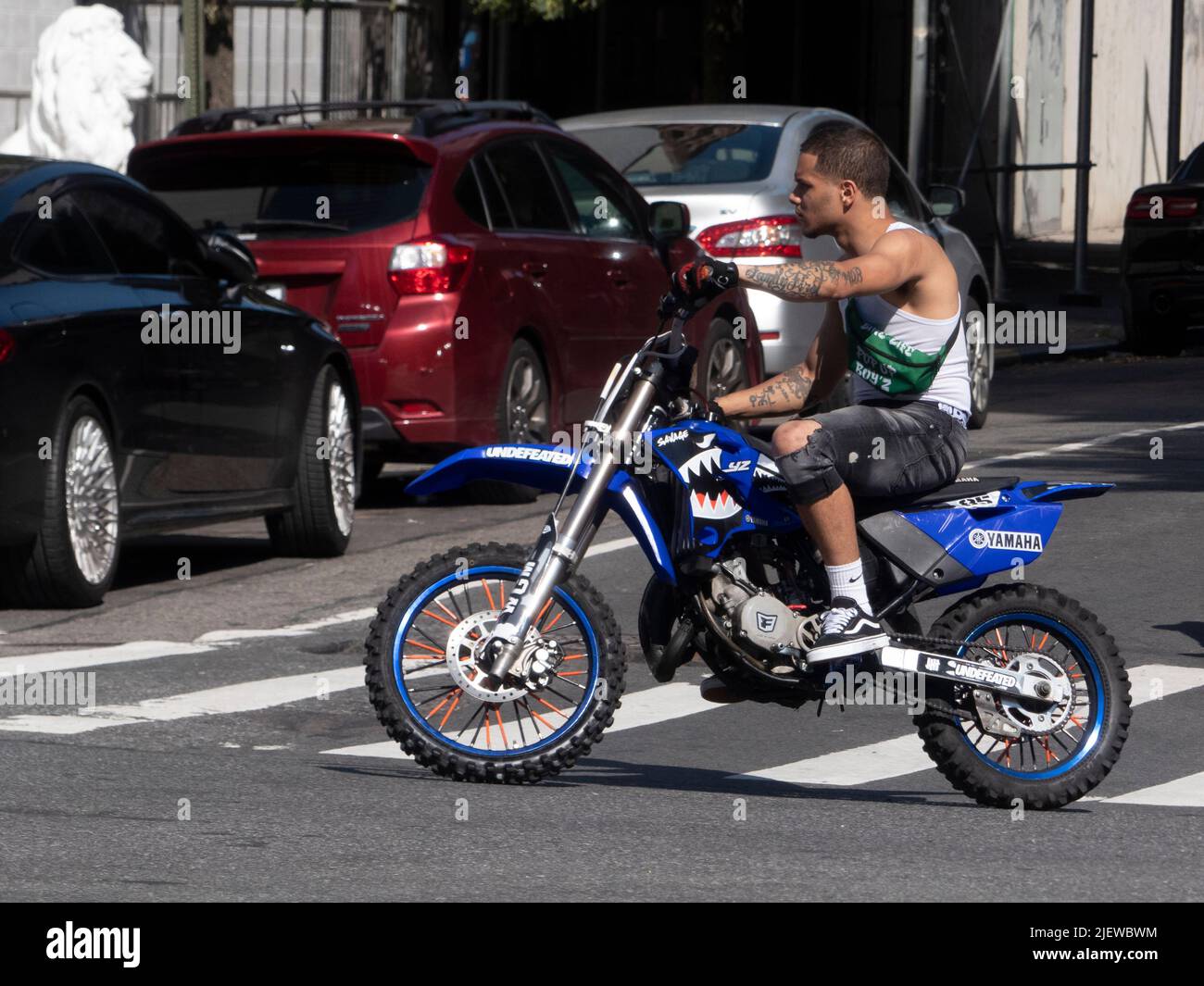 New York, NY, USA. 25th June, 2022. Riding motorcycles in Harlem ...