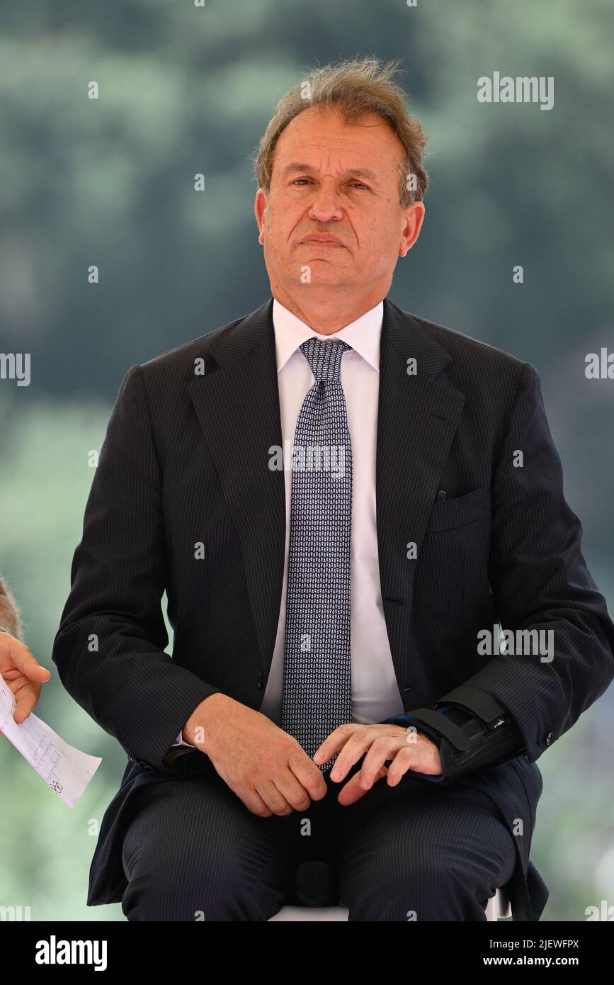 Rome, Italy, 28 June 2022, Vito Cozzoli presidente of Sport and Salute during the presentation conference of the World Street Skateboarding Rome 2022 at the Parco del Colle Oppio in Rome on June 28, 2022 Stock Photo