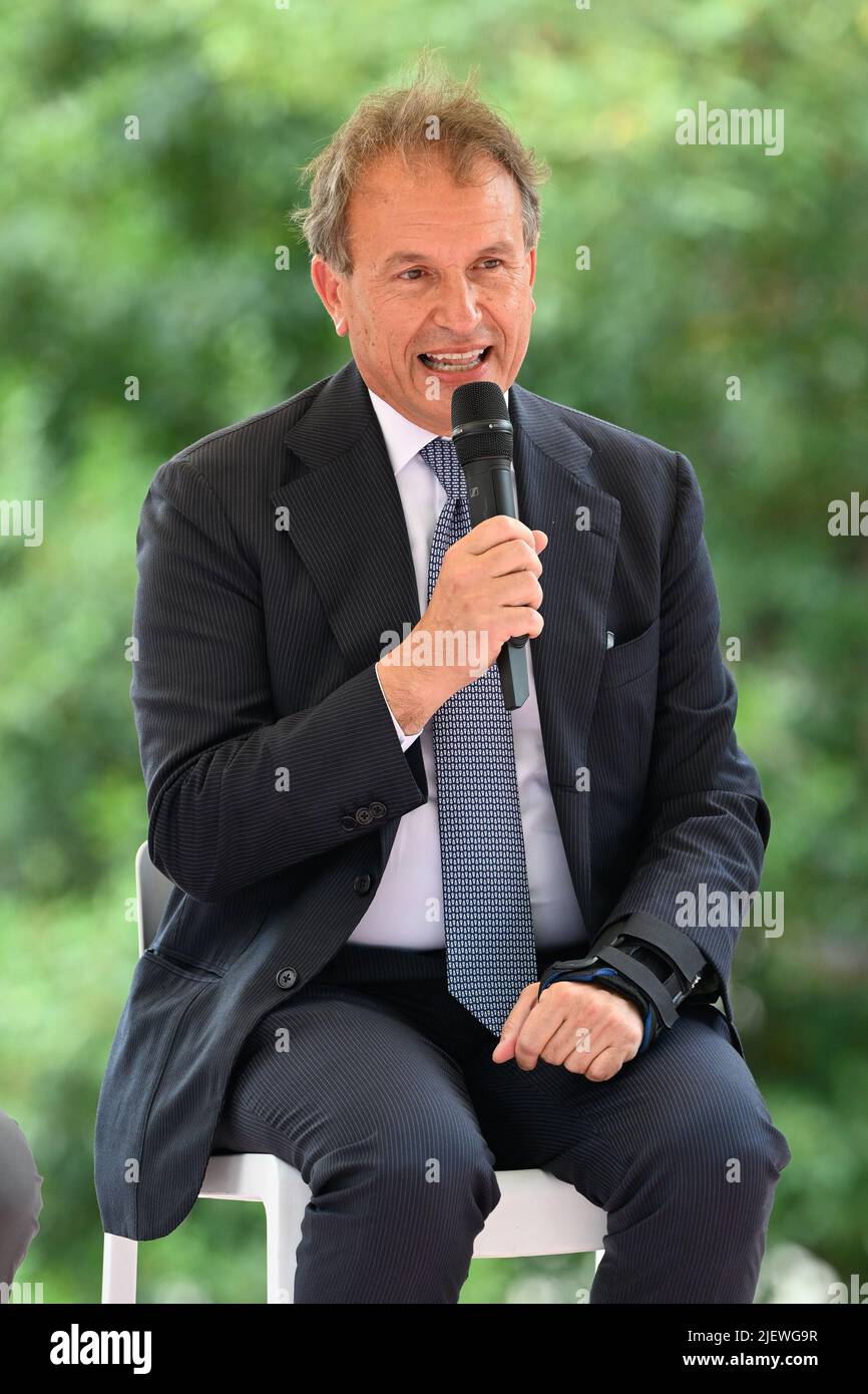 Rome, Italy, 28 June 2022, Vito Cozzoli president of Sport and Salute during the presentation conference of the World Street Skateboarding Rome 2022 at the Parco del Colle Oppio in Rome on June 28, 2022 Stock Photo