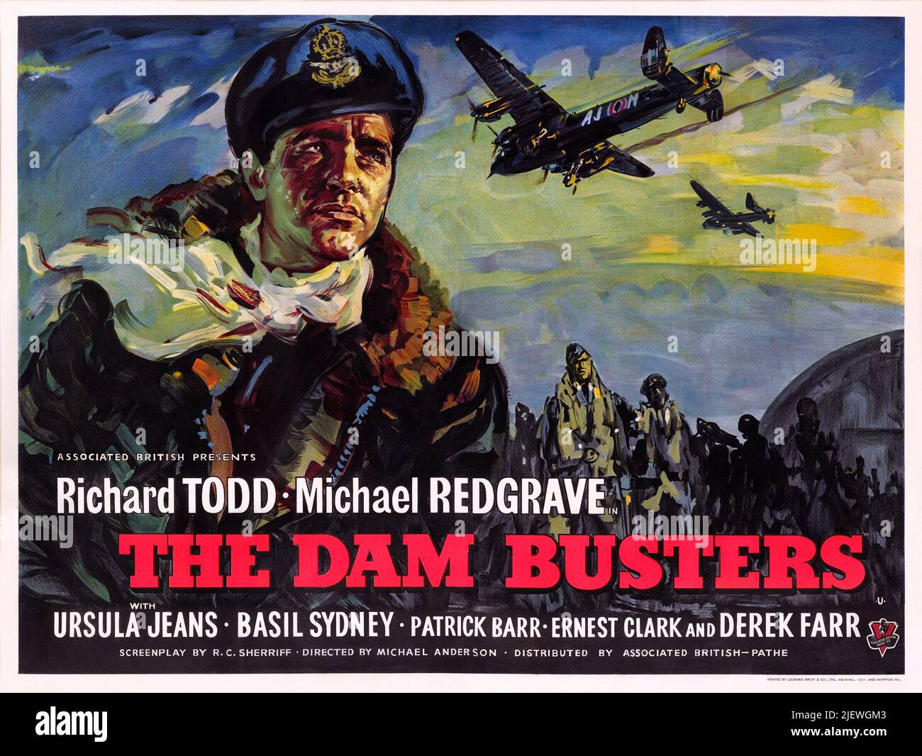 The Dam Busters - Vintage Film Poster - 1955 British war film starring Richard Todd and Michael Redgrave. directed by Michael Anderson. Stock Photo