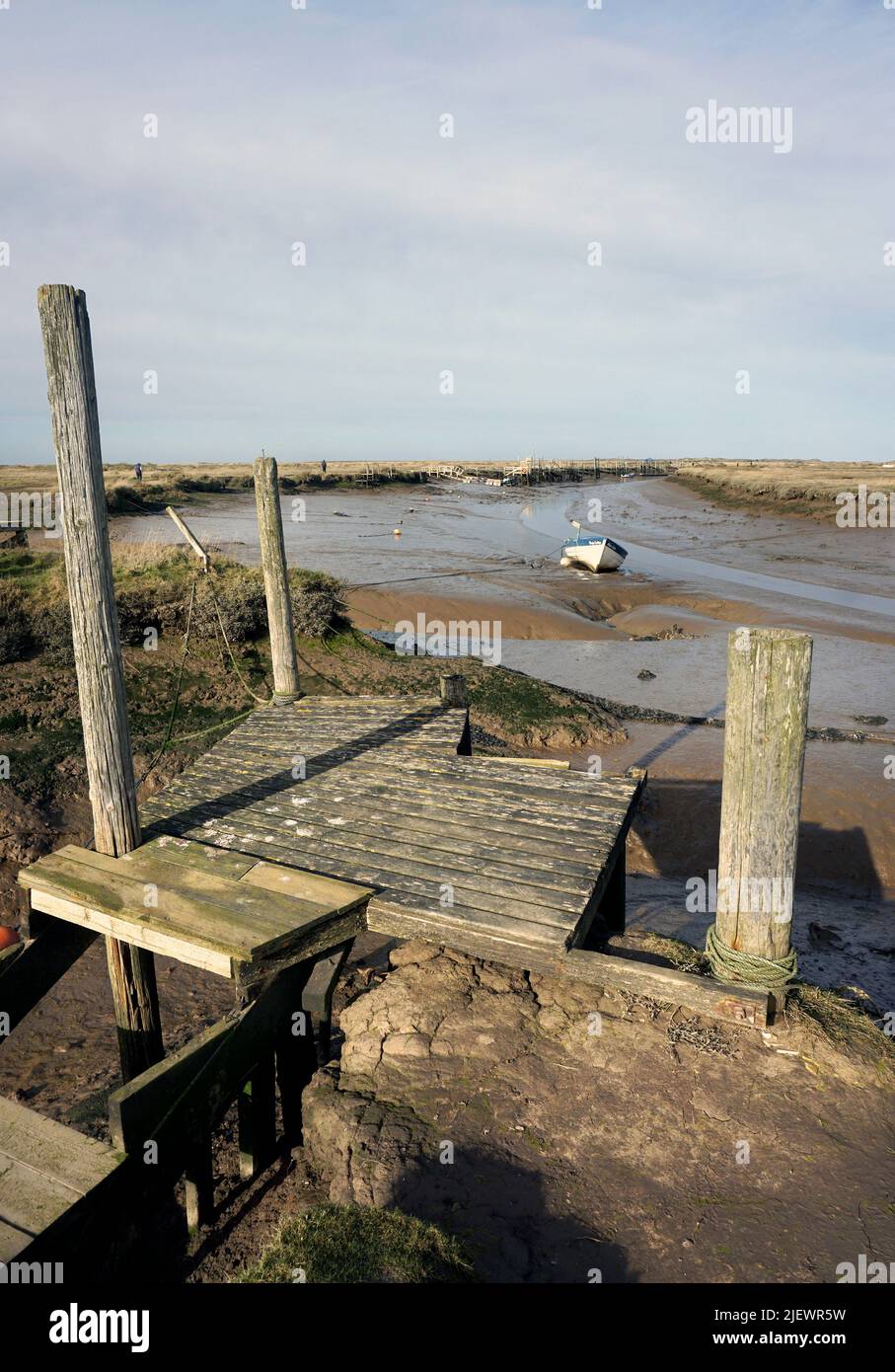 low tide at morston quay north norfolk england Stock Photo