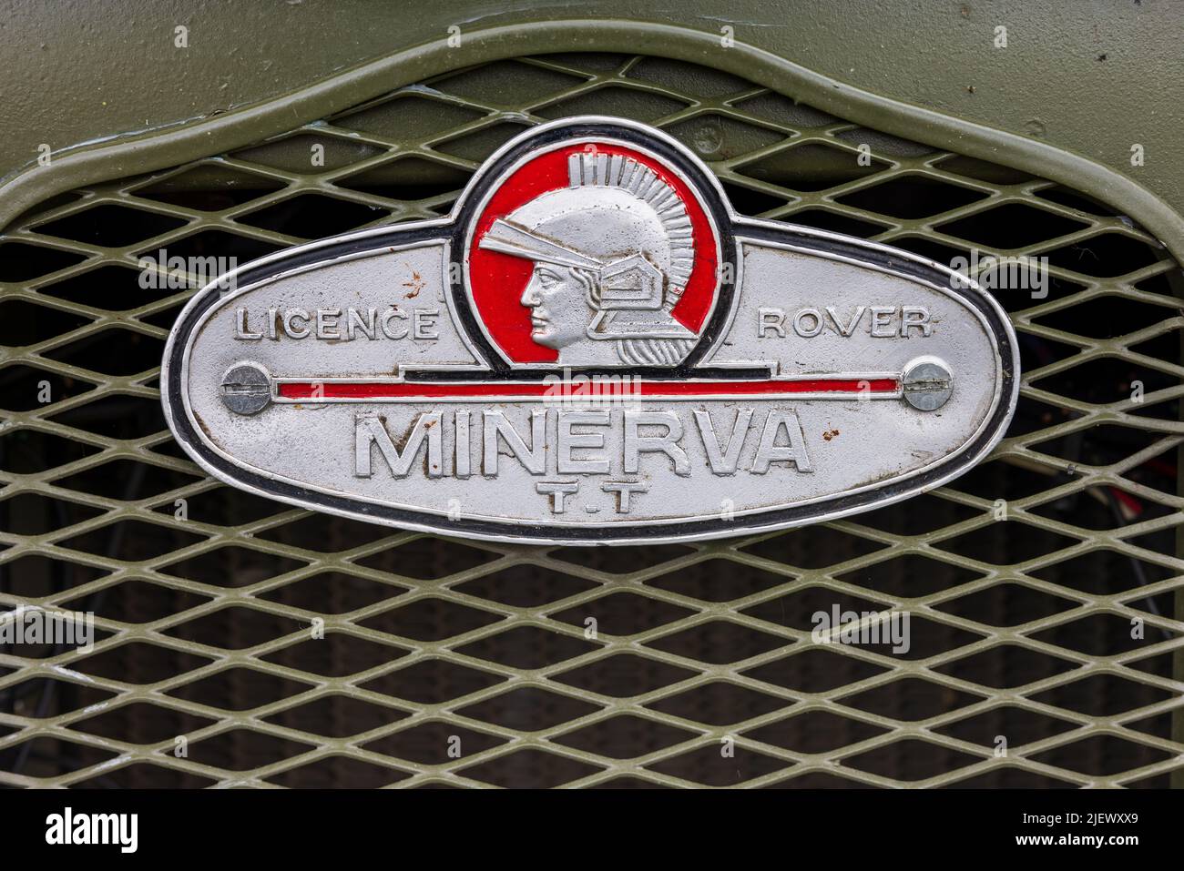 Minerva Land Rover radiator badge Stock Photo