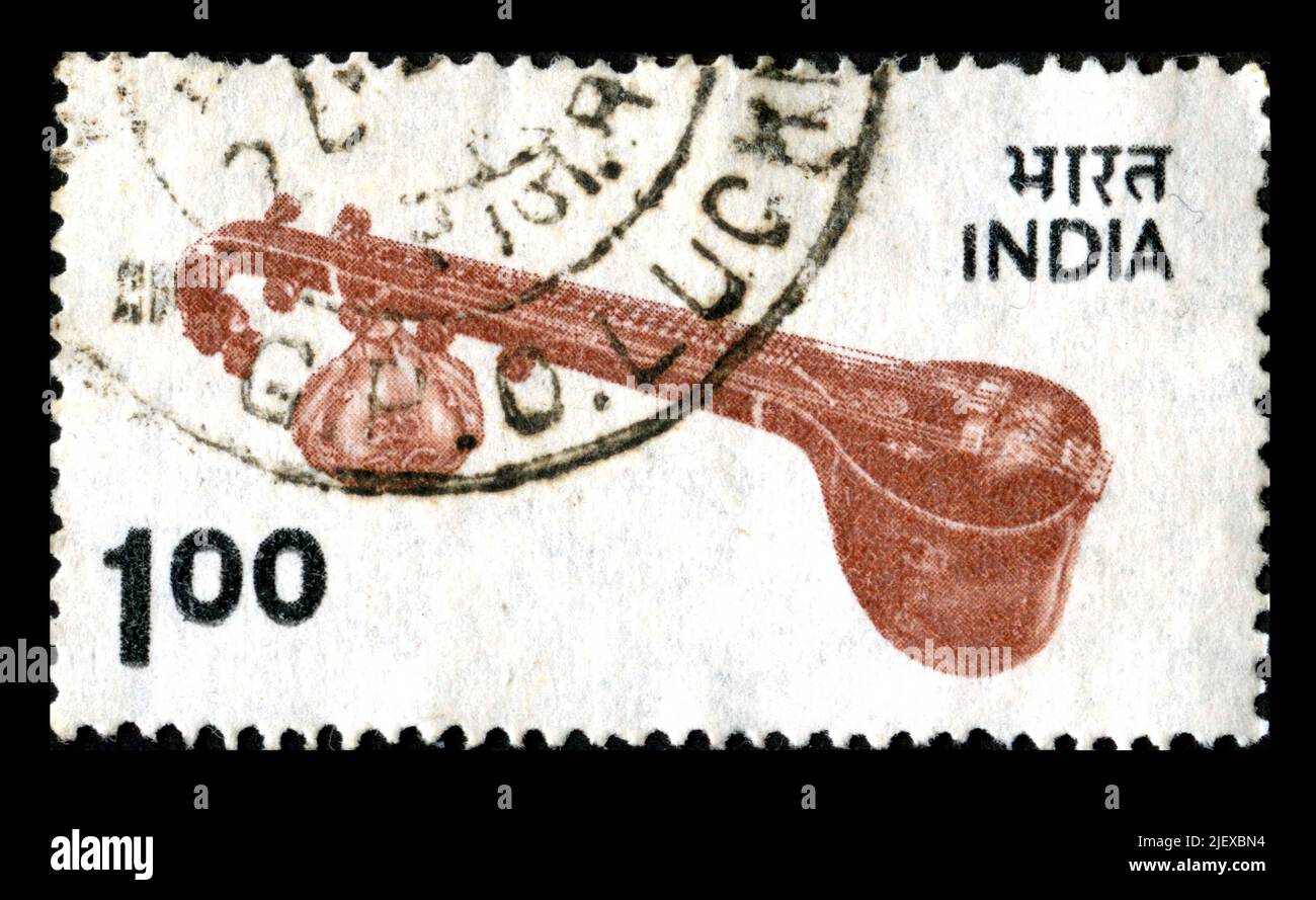 Stamp print in India, music, musical instrument Stock Photo Alamy