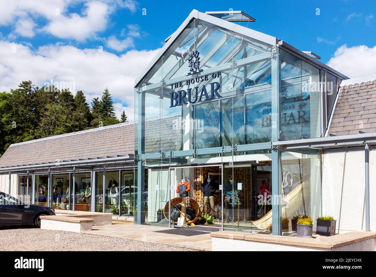 House of Bruar shopping centre, Blair Athol near Pitlochry, Perthshire, Scotland, UK. The House of Bruar is renowned for being a high end shopping Stock Photo