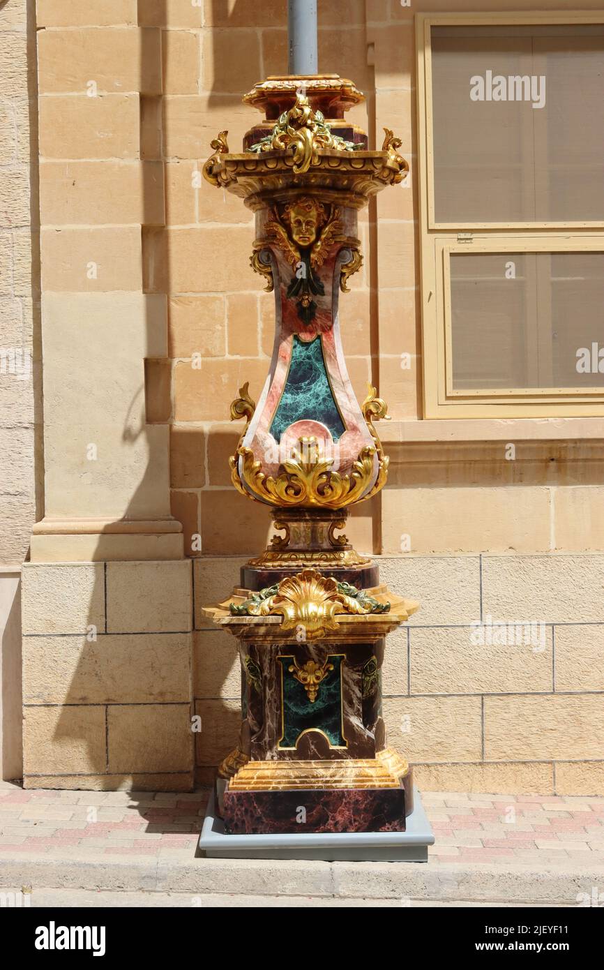 A lampost decorated for a traditional festivity, Nadur, Gozo Stock Photo
