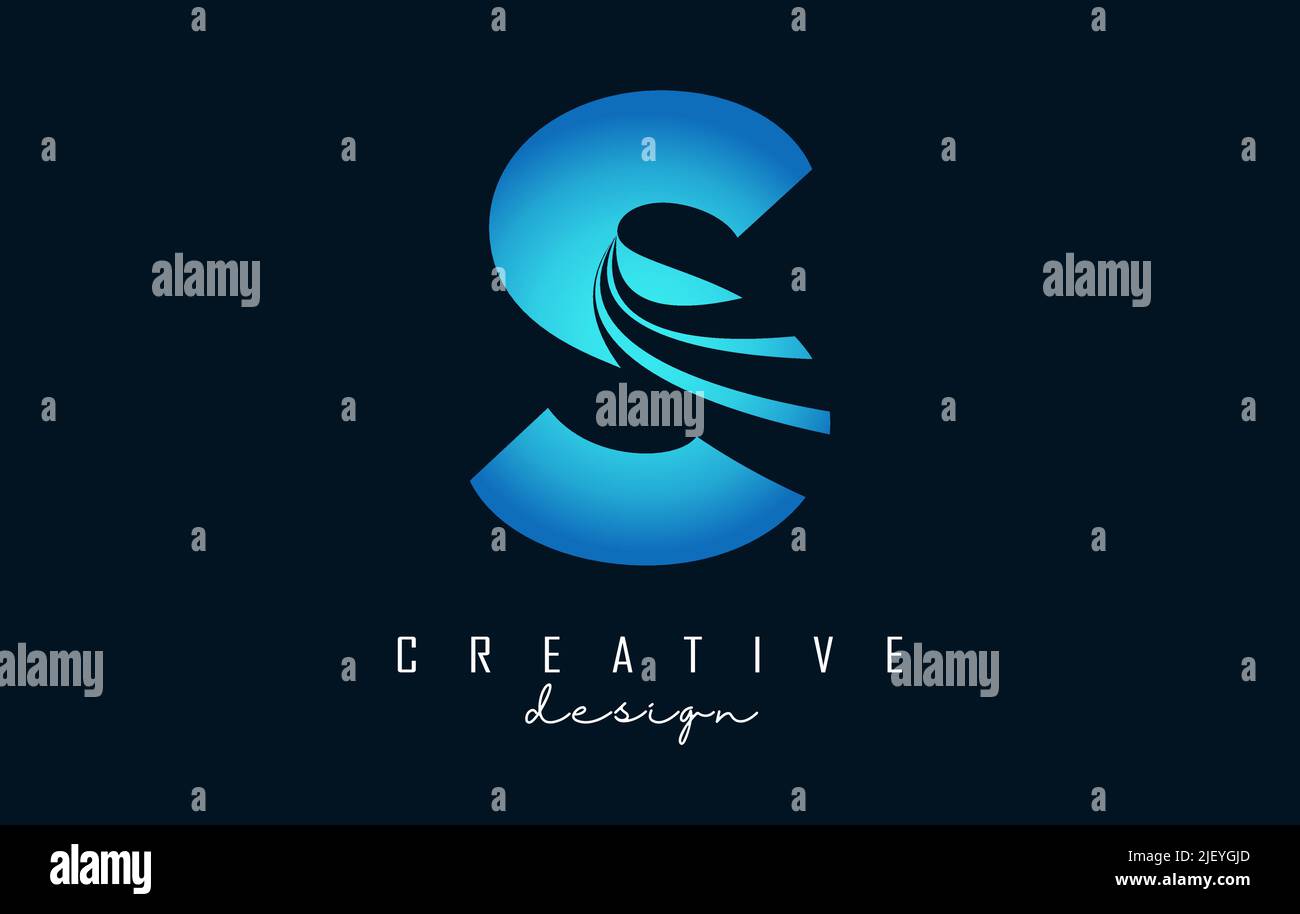 Creative letter S logo with leading lines and road concept design ...