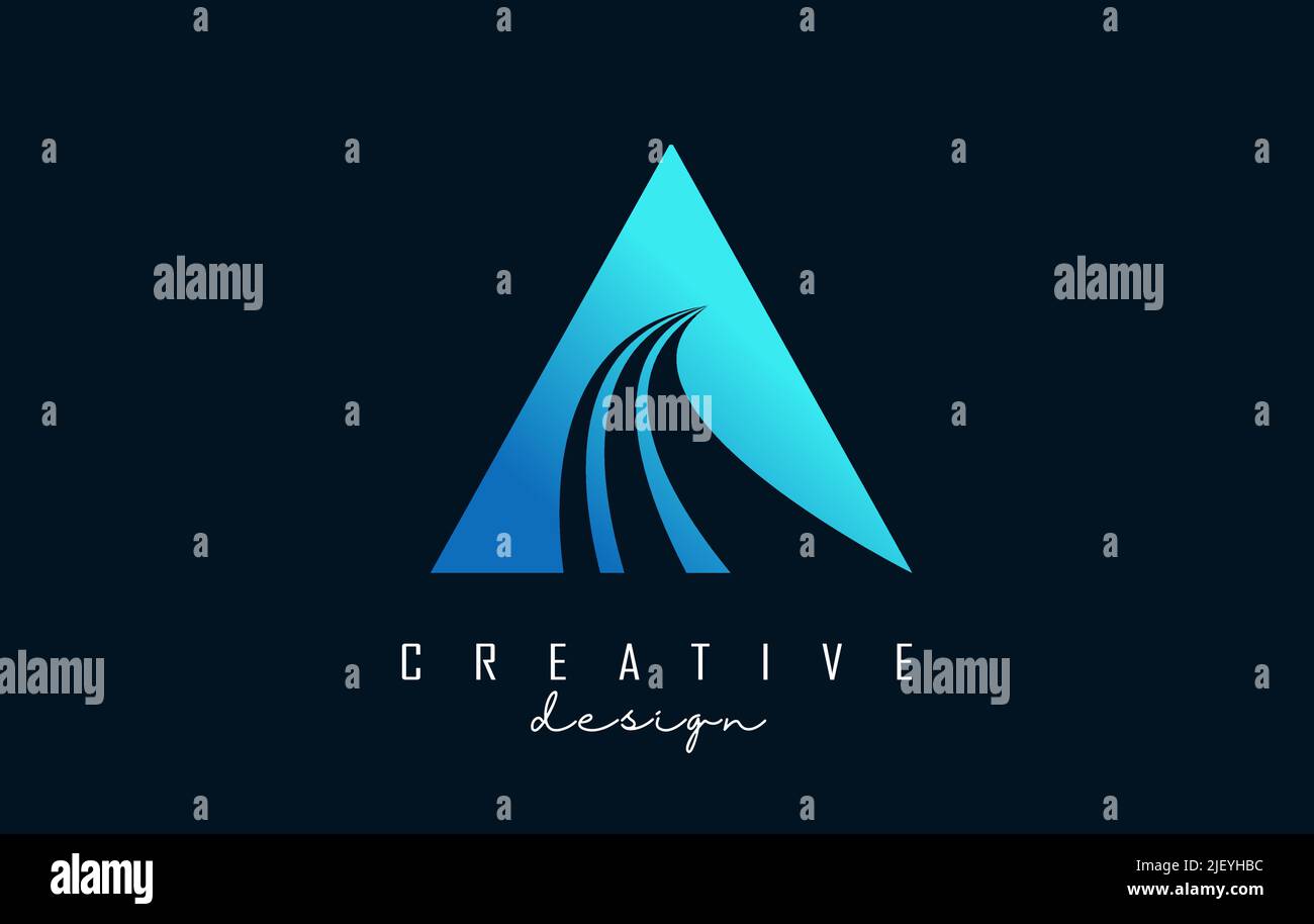 Creative letter A logo with leading lines and road concept design ...
