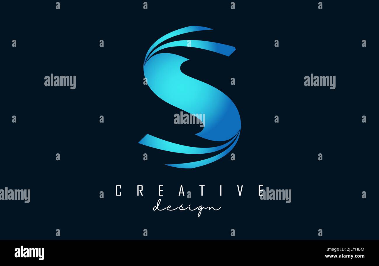 Creative letter S logo with leading lines and road concept design ...