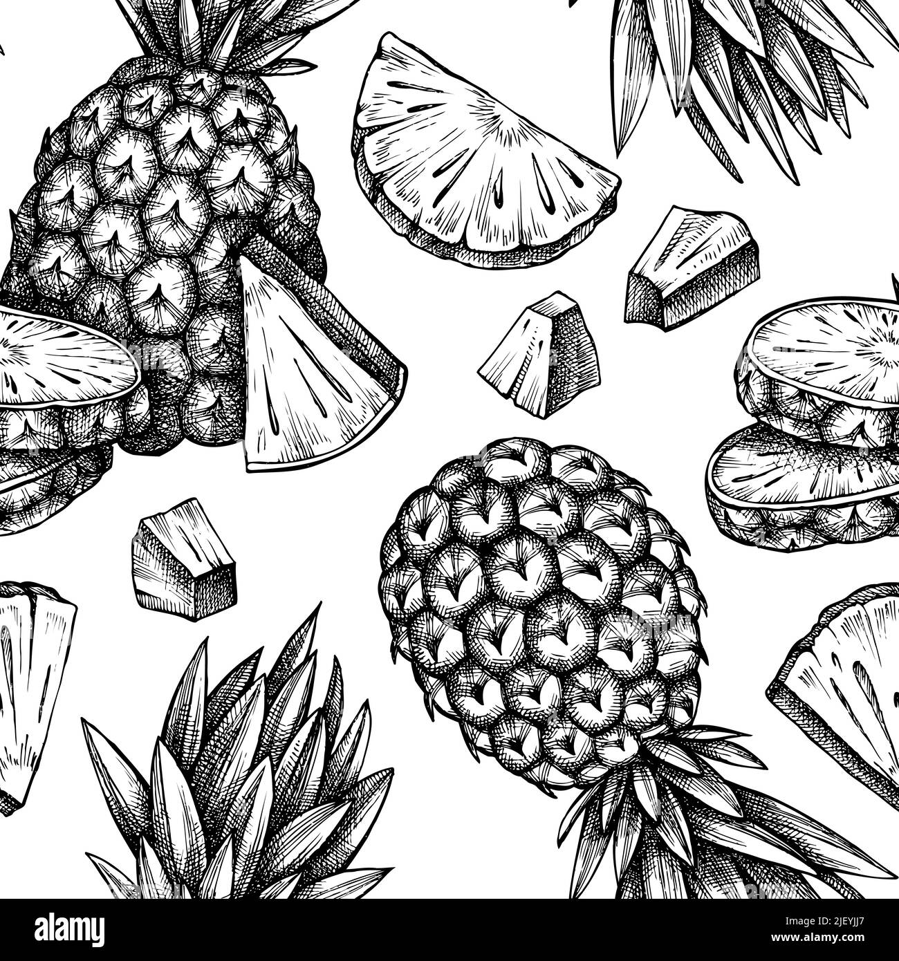 Fruits seamless pattern background design. Engraved style. Hand drawn ...