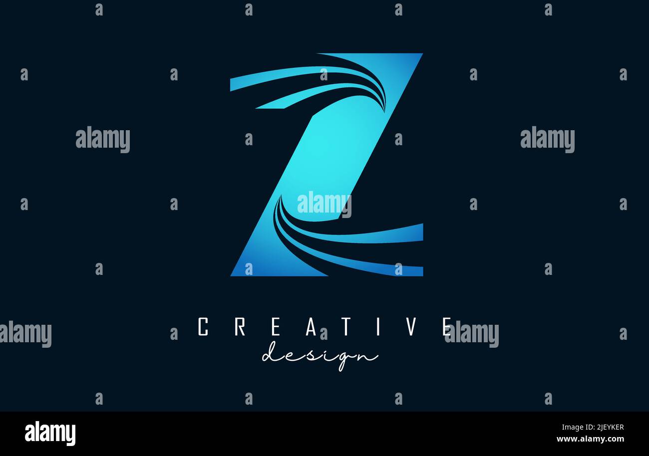 Creative letter Z logo with leading lines and road concept design ...
