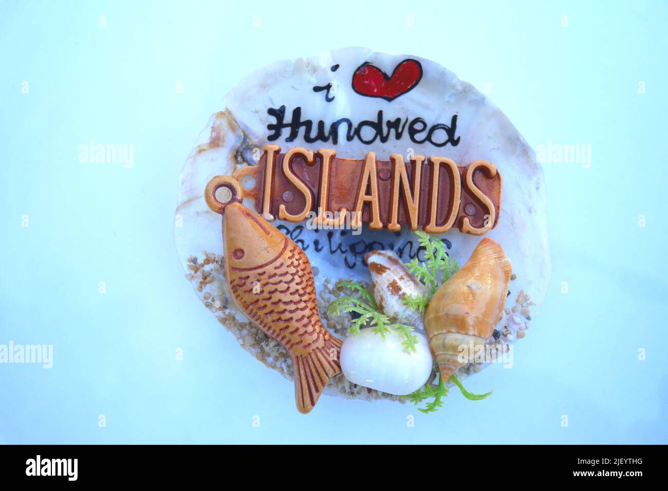 I love 100 islands. Fridge magnet from the Philippines Stock Photo