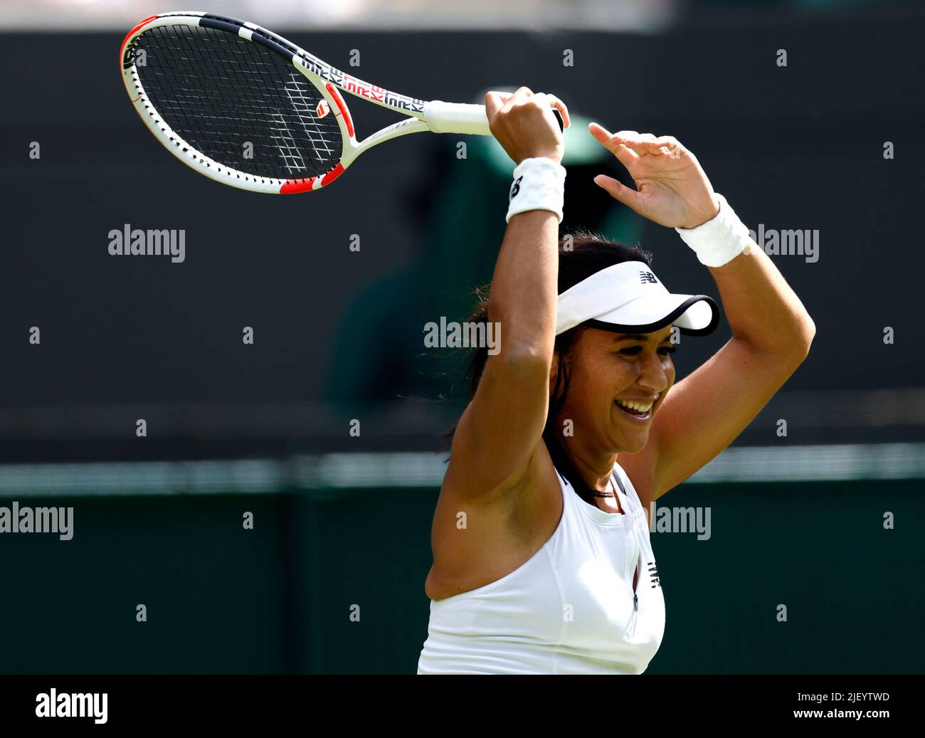 Heather Watson celebrates match point during her match against Tamara  Korpatsch during day two of the 2022 Wimbledon Championships at the All  England Lawn Tennis and Croquet Club, Wimbledon. Picture date: Tuesday