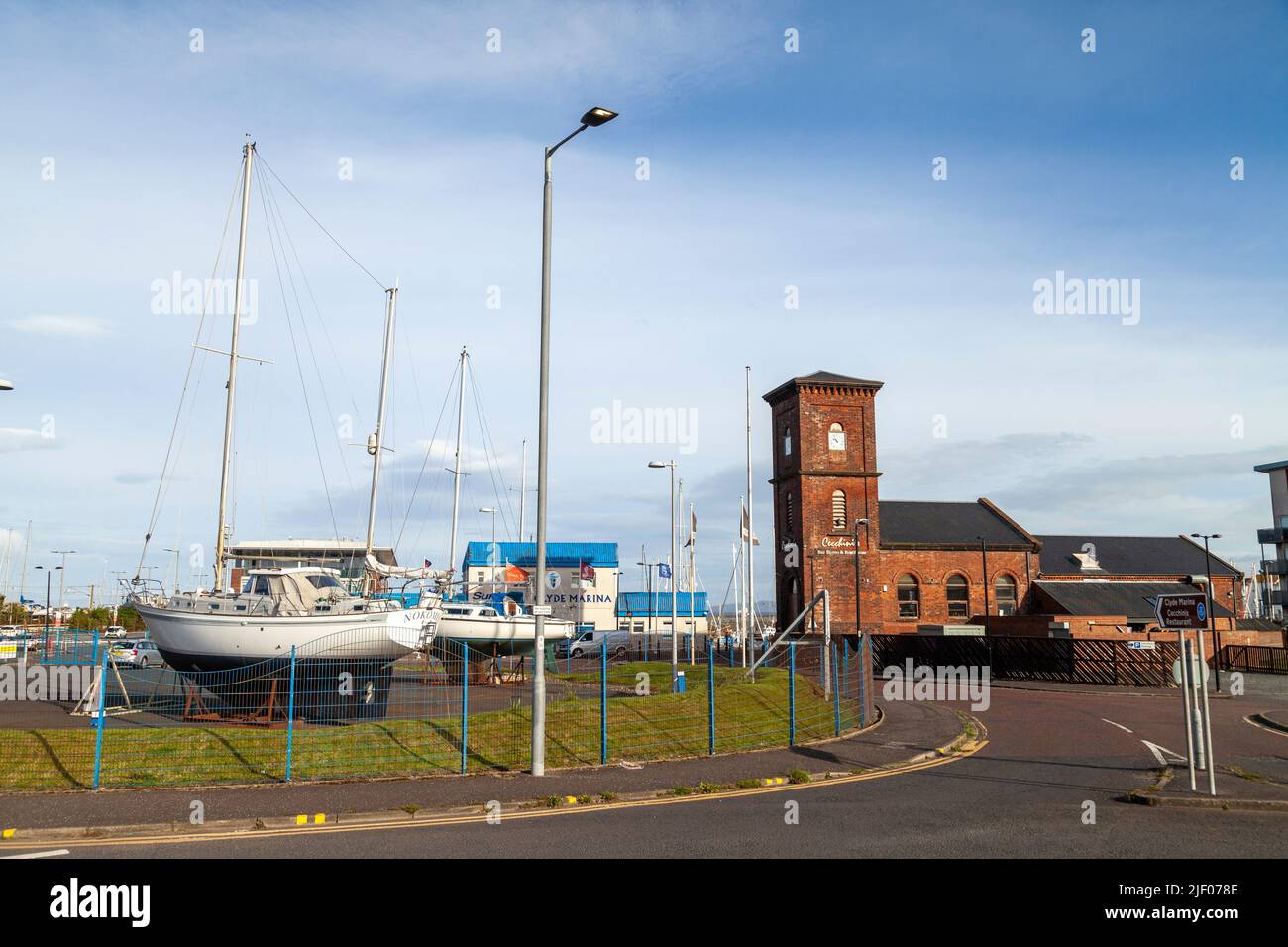 Boats out of the water at Ardrossan Marina Stock Photo