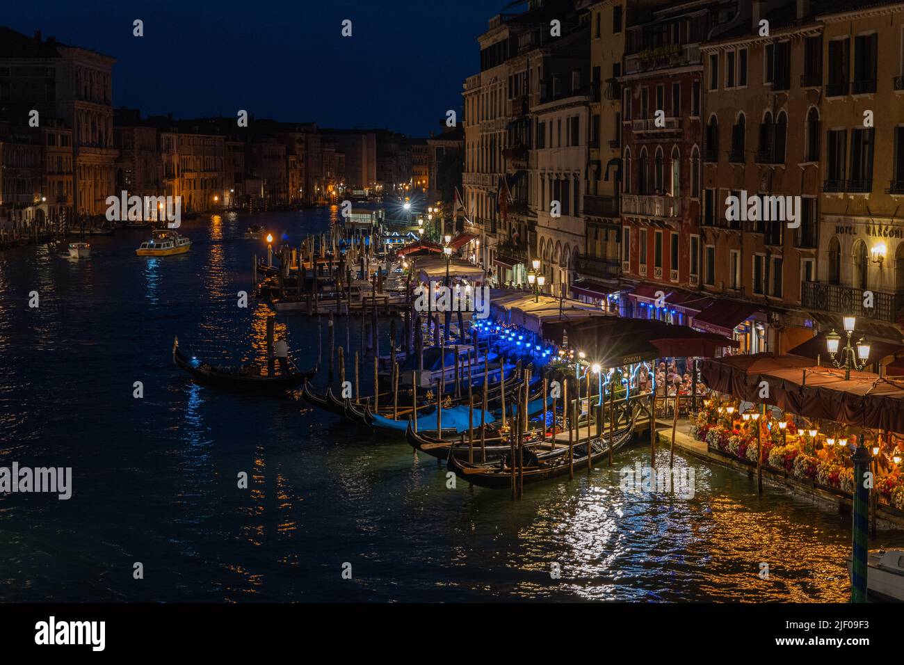 Canale Grande by night, Venezia ,Italy. View from Rialto Bridge Stock Photo