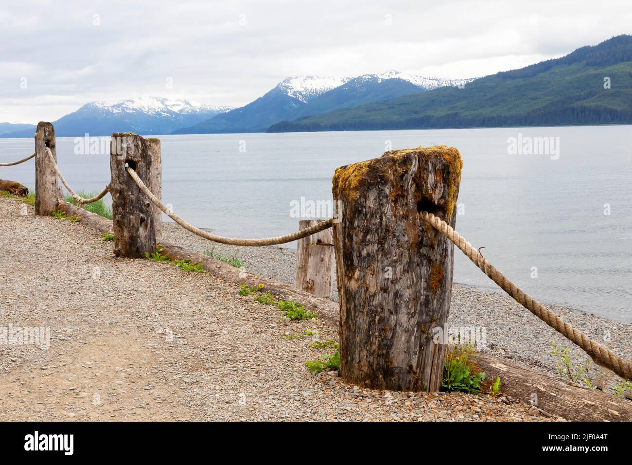Walkway Icy Strait Point Hoonah Alaska United States of America. Stock Photo