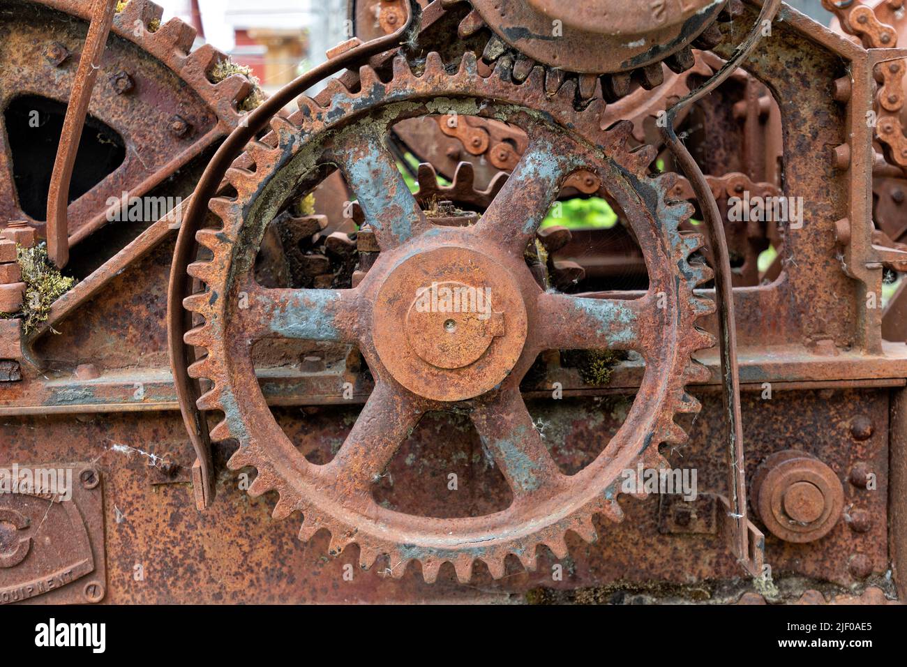 Rusty old machinery outside. Stock Photo