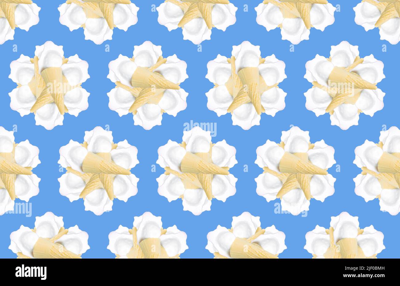 Seamless ice cream flowers pattern background. Stock Photo